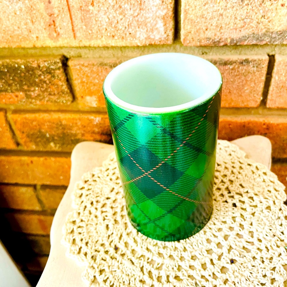*Green Plaid Timer Pillar 3”x5”